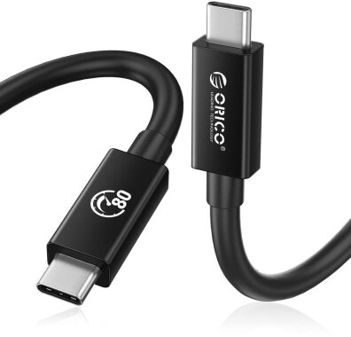 Orico Przewód Thunderbolt 5 USB-C 80Gbps, 240W, 8K@60Hz, 1,5m, czarny