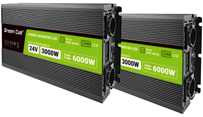 2x Przetwornica napięcia Green Cell 24V 230V 3000W Samochodowa Czysty Sinus