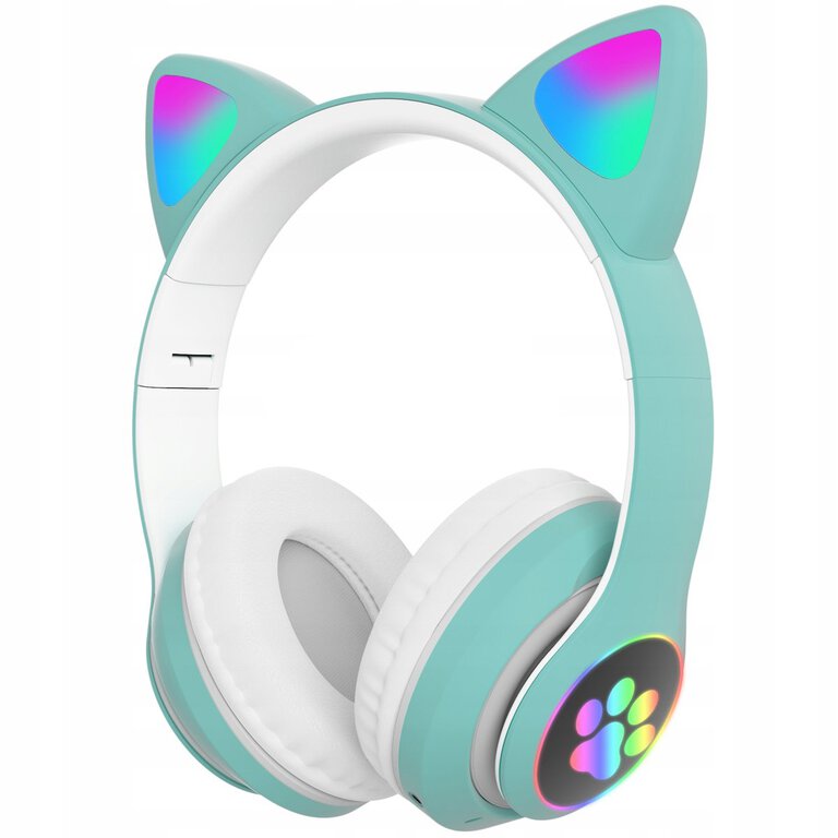 Extralink Kids Cat-Ear Wireless Headphones Zielone | Słuchawki bezprzewodowe | dla dzieci, kocie uszy, Bluetooth 5.0, Oświetlenie RGB (1)