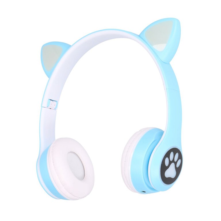 Extralink Kids Cat-Ear Wireless Headphones Niebieskie | Słuchawki bezprzewodowe | dla dzieci, kocie uszy, Bluetooth 5.0, Oświetlenie RGB (1)