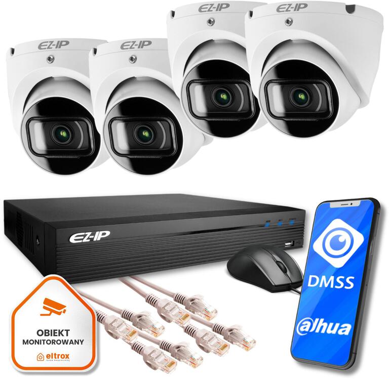 Zestaw monitoringu 4 kamer kopułkowych IP EZ-IP by Dahua niezawodna ochrona 2K (1)