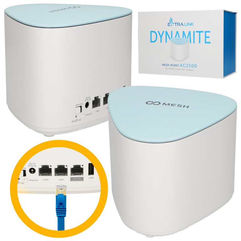 Extralink Dynamite C21 | Moduł rozszerzający sieć Mesh | AC2100, MU-MIMO, Domowy System Mesh WiFi (1)